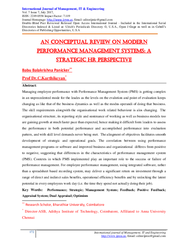 (PDF) An Conceptual Review on Modern Performance Management Systems: A ...