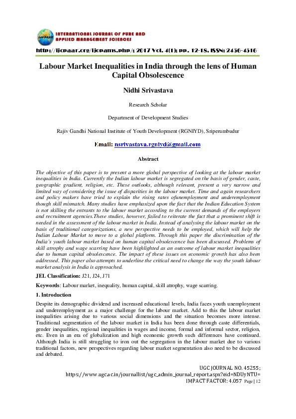 (PDF) Labour Market Inequalities in India through the lens of Human ...