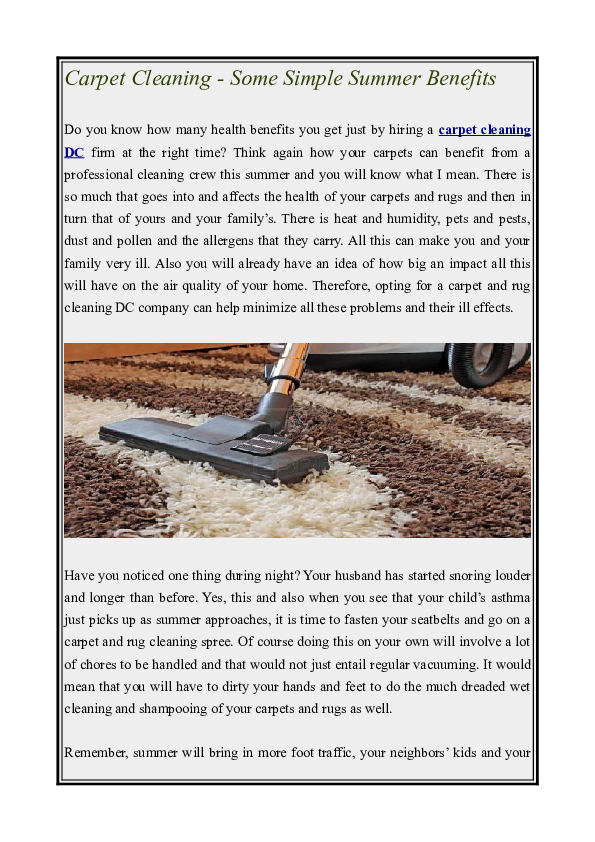 (PDF) Carpet Cleaning Some Simple Summer Benefits Lotus Green Carpet