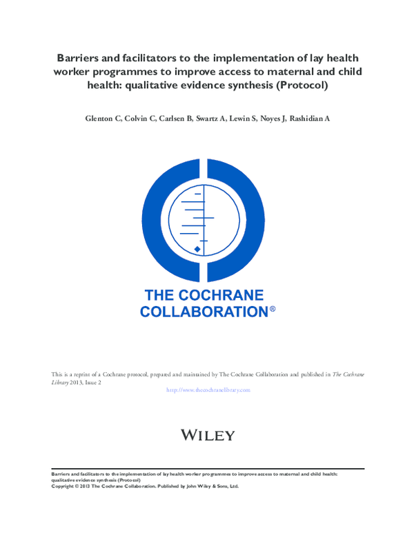 (PDF) Barriers and facilitators to the implementation of lay health ...