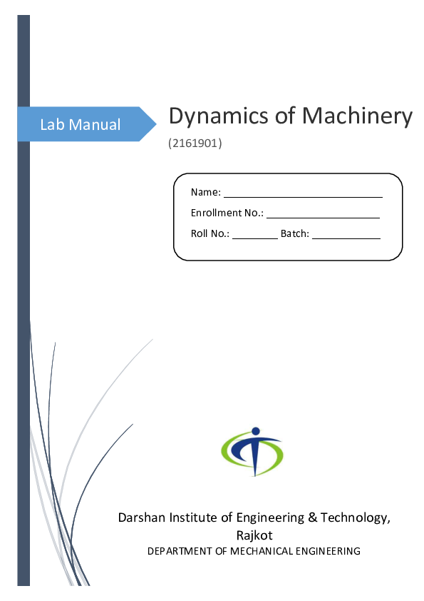 (PDF) Lab Manual Dynamics of Machinery srinivas Parvatini Academia.edu