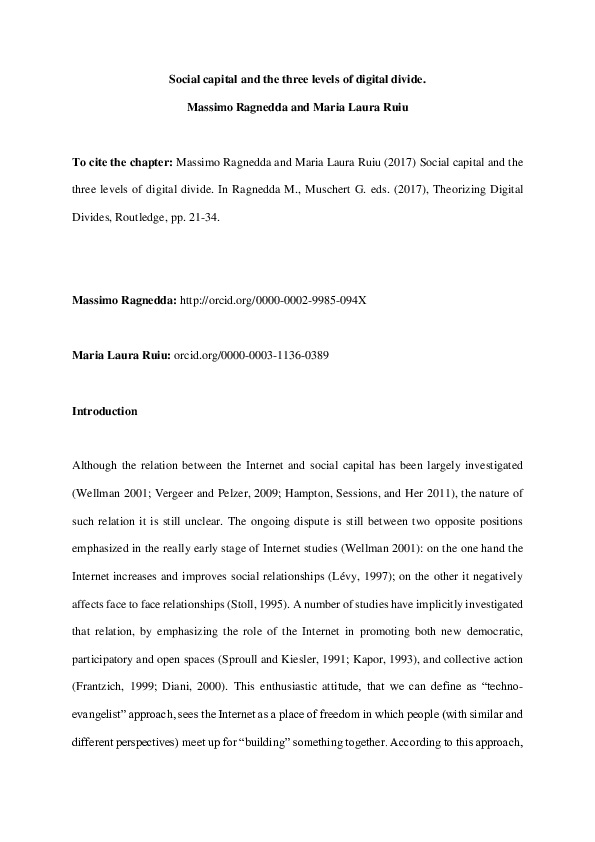 (PDF) Social capital and the three levels of digital divide Massimo