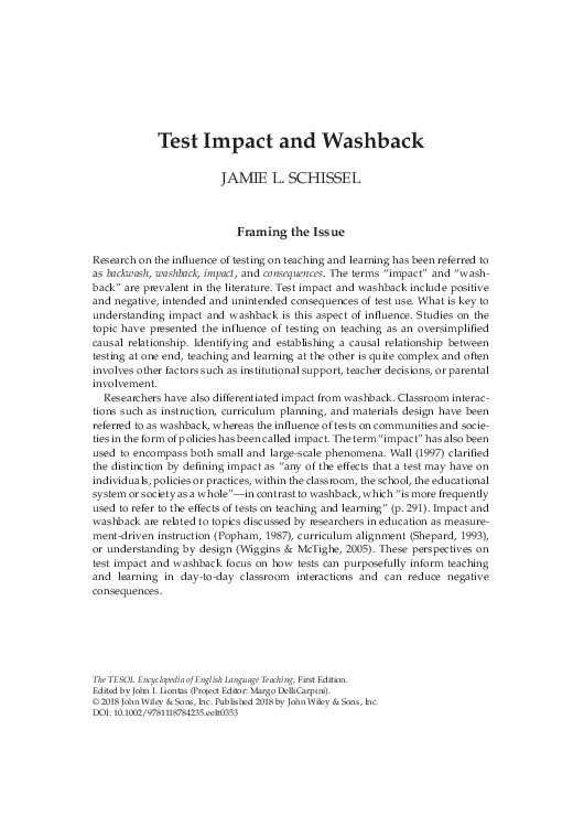 Pdf Test Impact And Washback