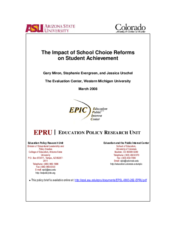 (PDF) The impact of school choice reforms on student achievement