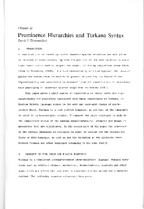 (PDF) Prominence Hierarchies and Turkana Syntax