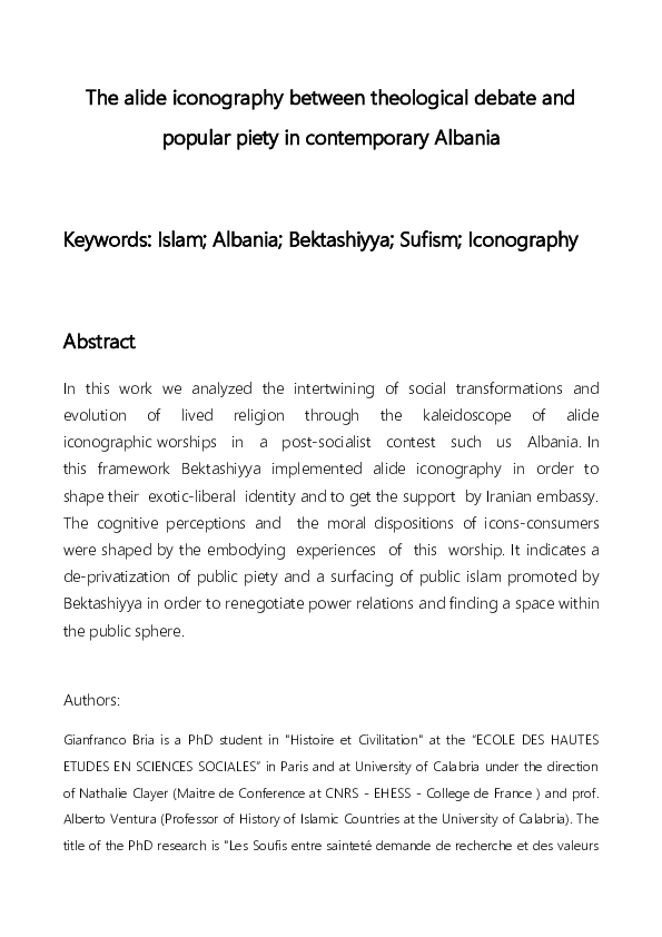 (DOC) The Alid Iconography between Bektashi Claiming and Popular Piety ...