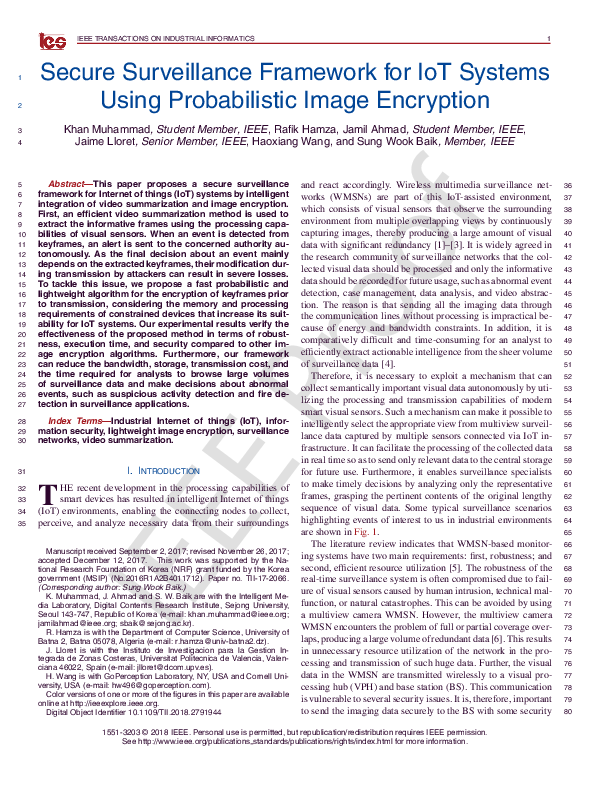 (PDF) Secure Surveillance Framework for IoT Systems Using Probabilistic ...