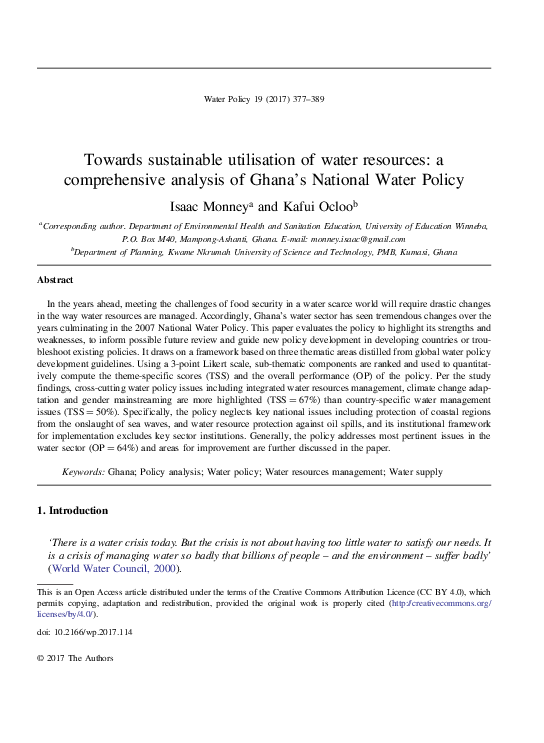 (PDF) Towards sustainable utilisation of water resources a