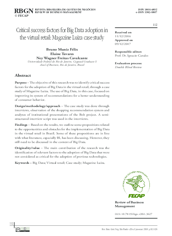 (PDF) Critical success factors for Big Data adoption in the virtual ...