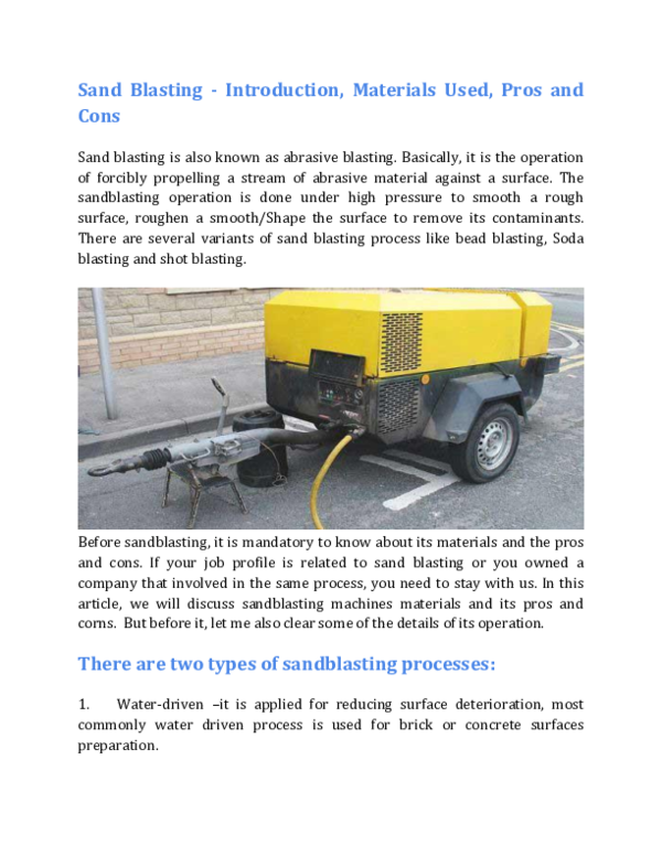 (PDF) Sand Blasting Introduction, Materials Used, Pros and Cons Quality Spare Centre