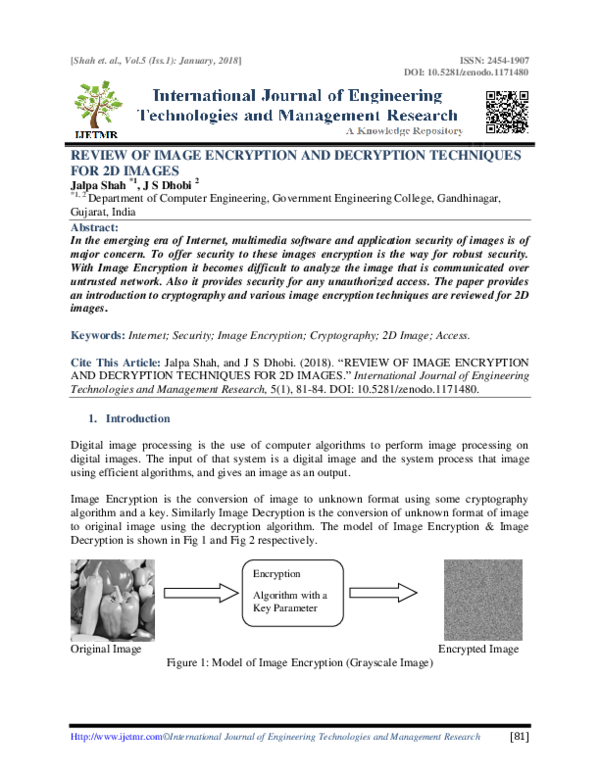 (PDF) REVIEW OF IMAGE ENCRYPTION AND DECRYPTION TECHNIQUES FOR 2D IMAGES