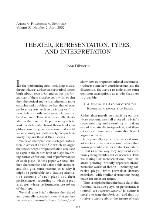 (PDF) Theater Representation Types and Interpretation APQ02
