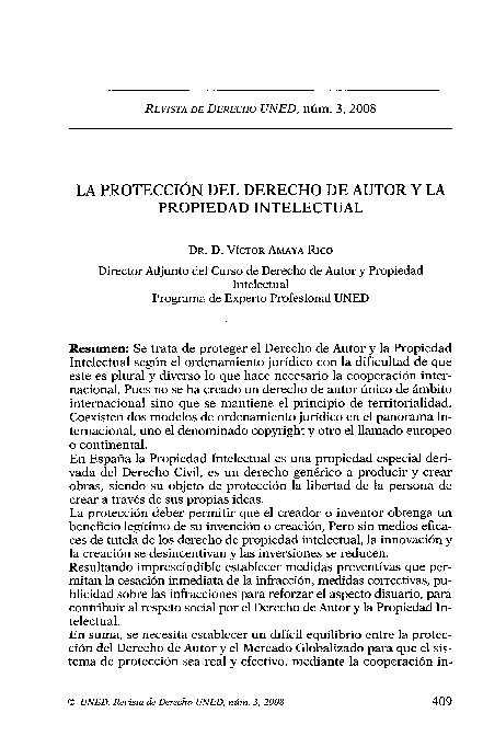 (PDF) LA PROTECCIÓN DEL DERECHO DE AUTOR Y LA PROPIEDAD INTELECTUAL