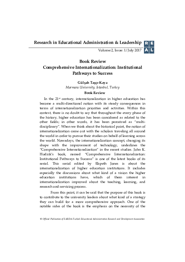 (PDF) Comprehensive Internationalization Institutional Pathways to