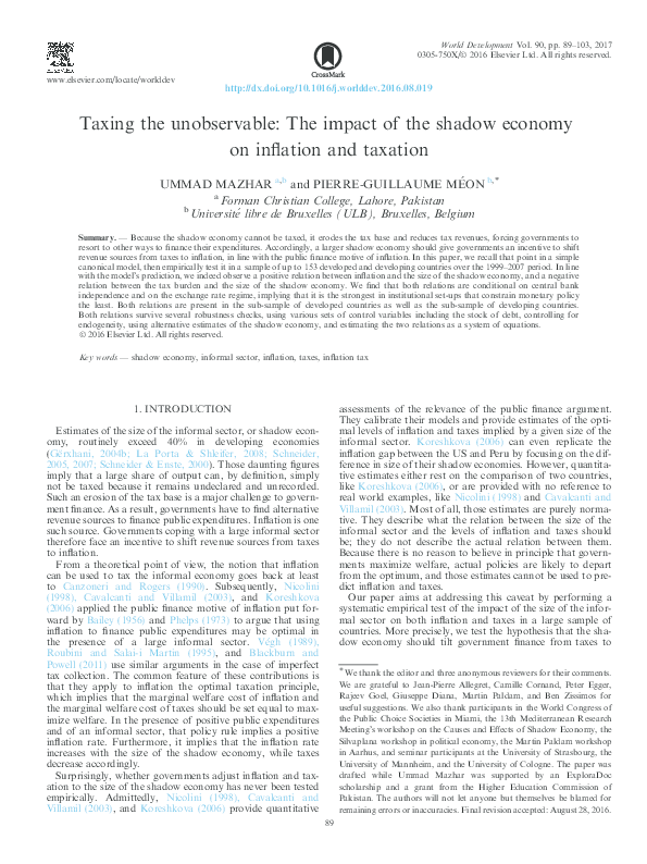 (PDF) Taxing the unobservable: The impact of the shadow economy on ...