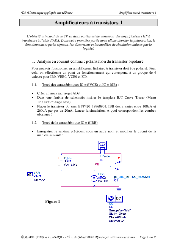 (PDF) Amplificateurs à transistors 1