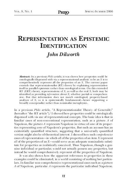 Pdf Representation As Epistemic Identification