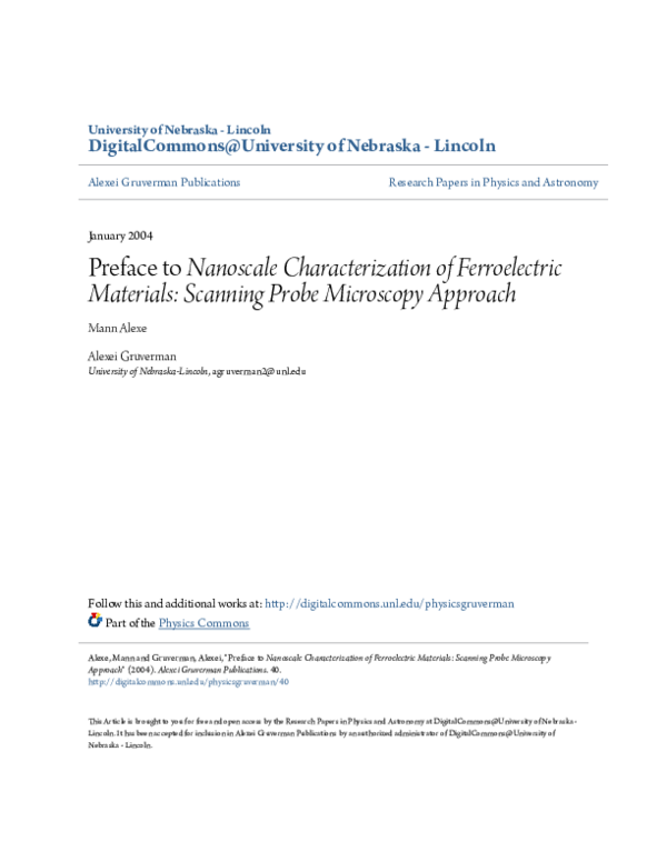 (PDF) Preface to Nanoscale Characterization of Ferroelectric Materials ...
