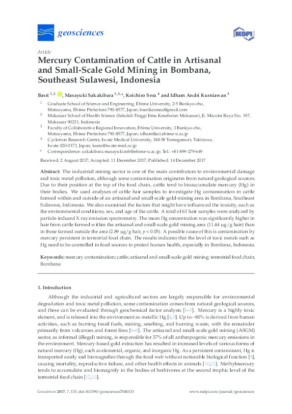 (PDF) Mercury Contamination of Cattle in Artisanal and Small-Scale Gold ...