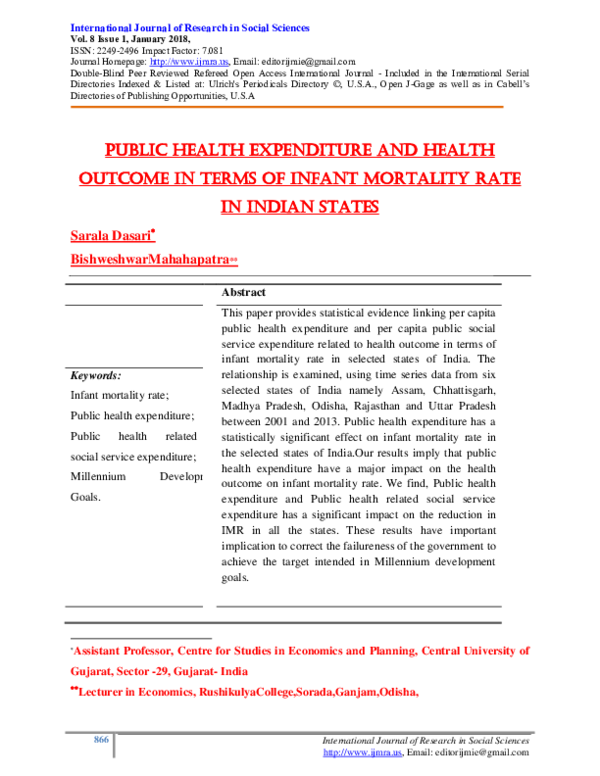 (PDF) Public Health Expenditure and Health Outcome in Terms Of Infant ...