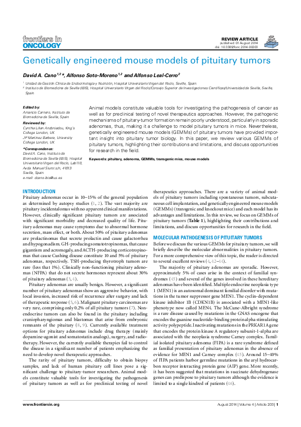 (PDF) Genetically Engineered Mouse Models of Pituitary Tumors