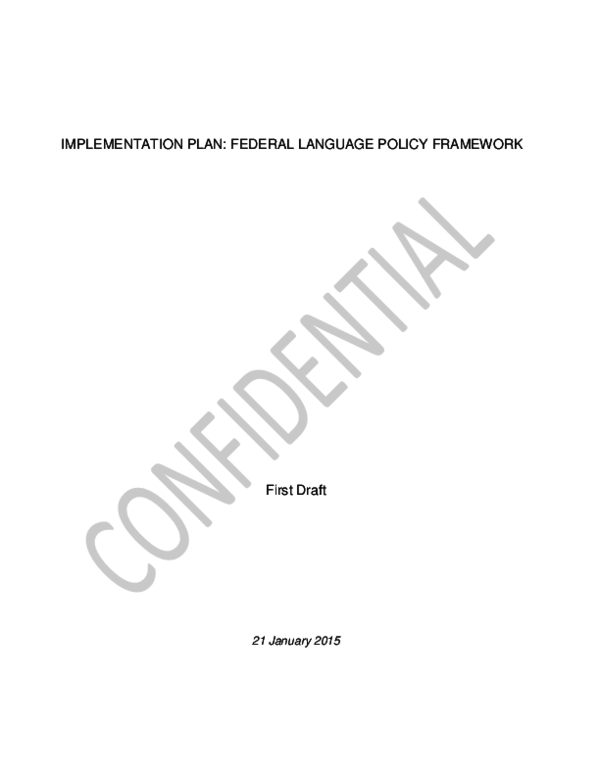 (PDF) IMPLEMENTATION PLAN: FEDERAL LANGUAGE POLICY FRAMEWORK First Draft