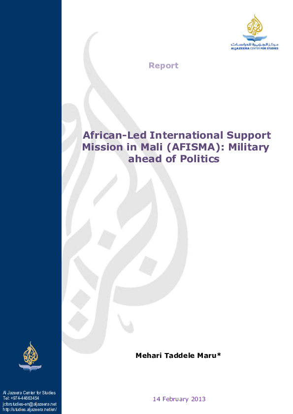 (PDF) AfricanLed International Support Mission in Mali (AFISMA