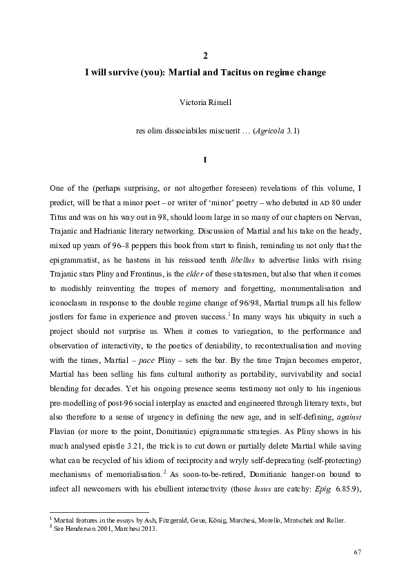 Pdf I Will Survive You Martial And Tacitus On Regime Change Victoria Rimell Academia Edu