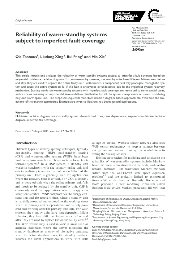 (PDF) Reliability of warm-standby systems subject to imperfect fault ...