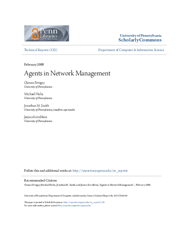 (PDF) Agents in Network Management