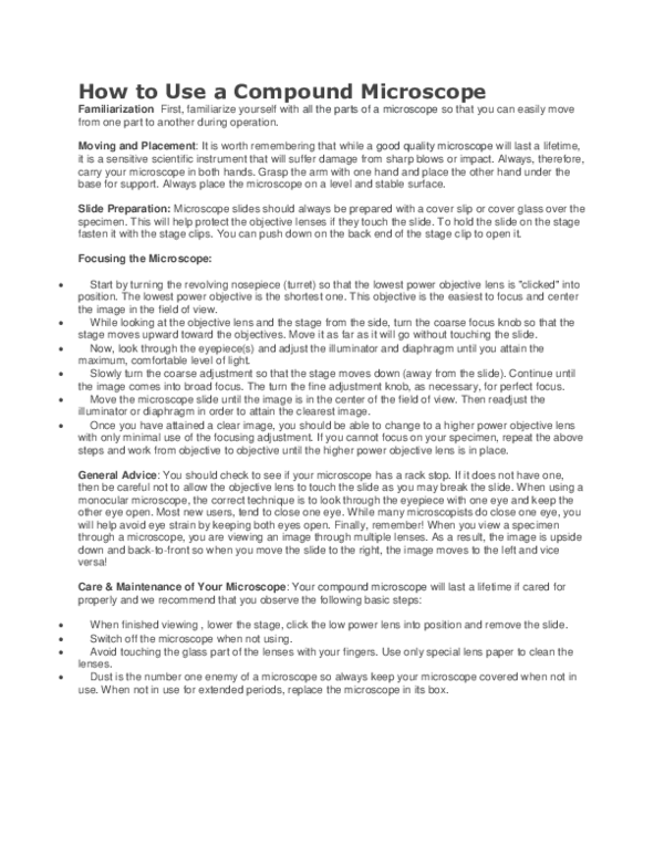 (DOC) How to Use a Compound Microscope brandon Avila Academia.edu