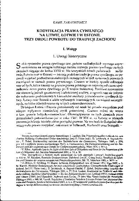 (PDF) Kodyfikacja prawa cywilnego na Litwie, Łotwie i w Estonii | Kamil