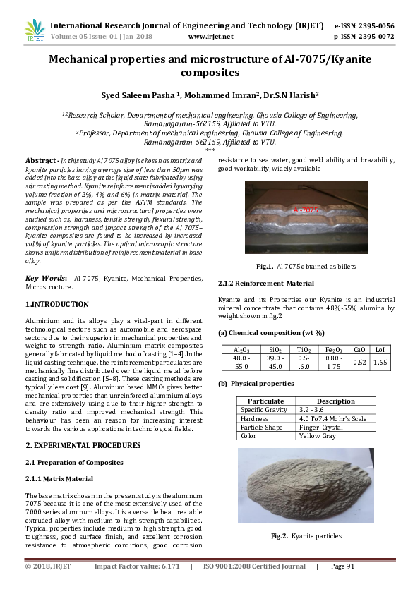 (PDF) Mechanical properties and microstructure of Al-7075/Kyanite ...
