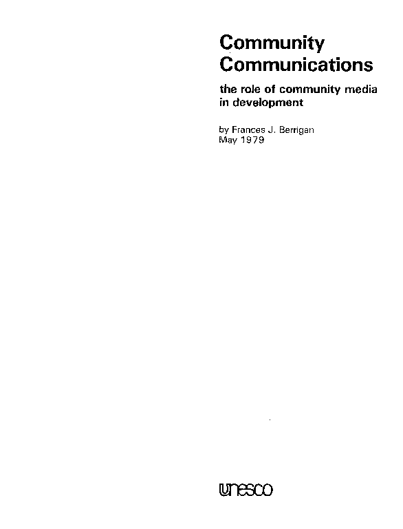 (PDF) Community Communications the role of community media in development