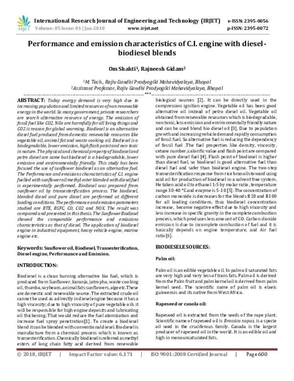 (PDF) Performance and emission characteristics of C.I. engine with ...