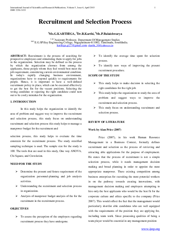 PDF) Recruitment and Selection Process
