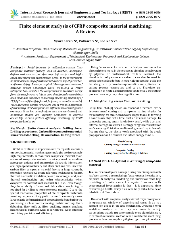 (PDF) Finite element analysis of CFRP composite material machining: A ...