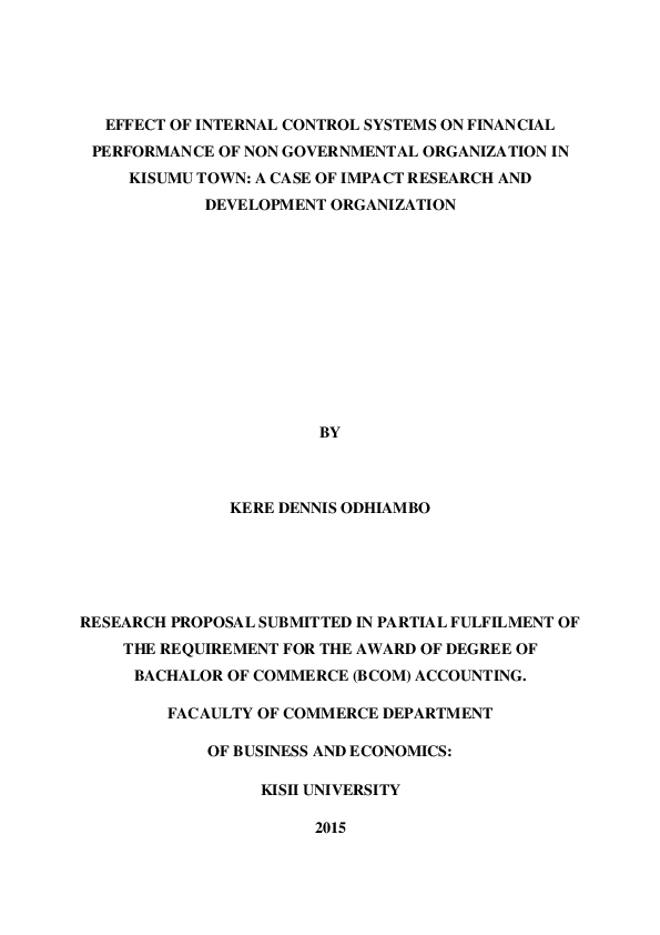 (DOC) EFFECT OF INTERNAL CONTROL SYSTEMS ON FINANCIAL PERFORMANCE OF ...