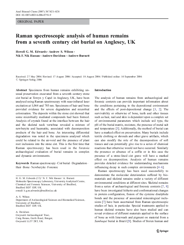 PDF) Raman spectroscopic analysis of human remains from a seventh 