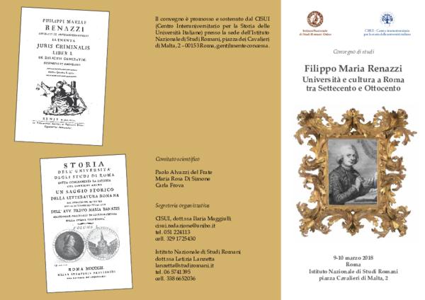 (PDF) Filippo Maria Renazzi. Università e cultura a Roma tra Settecento