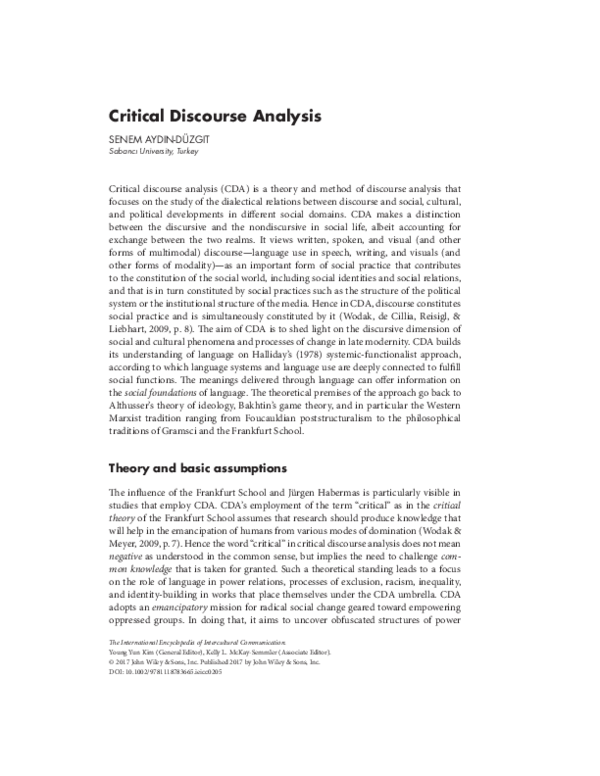 (PDF) Critical Discourse Analysis in International Encyclopedia of ...