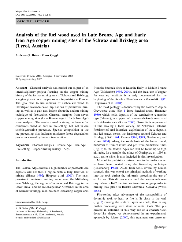 (PDF) Anthracological Analyses of Iron Age FireSet Pits and a Bronze