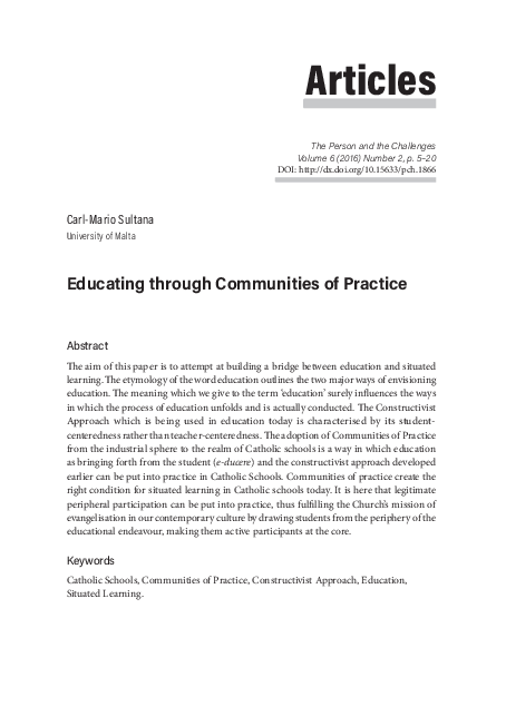 (PDF) Educating through Communities of Practice