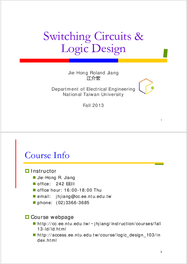 (PDF) Switching Circuits & Logic Design Course webpage Junar caralos