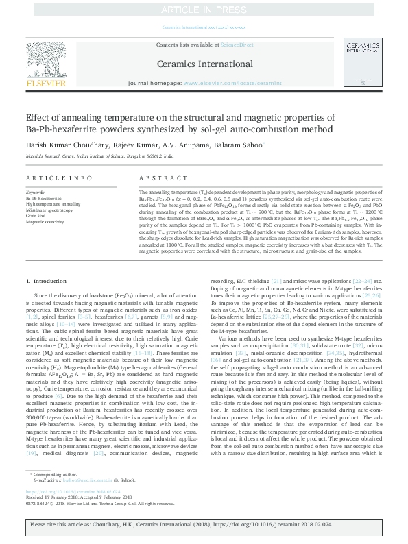 (PDF) Effect of annealing temperature on the structural and magnetic ...