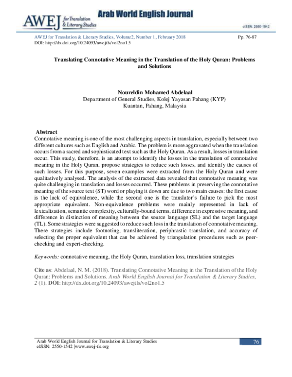 Pdf Translating Connotative Meaning In The Translation Of - 