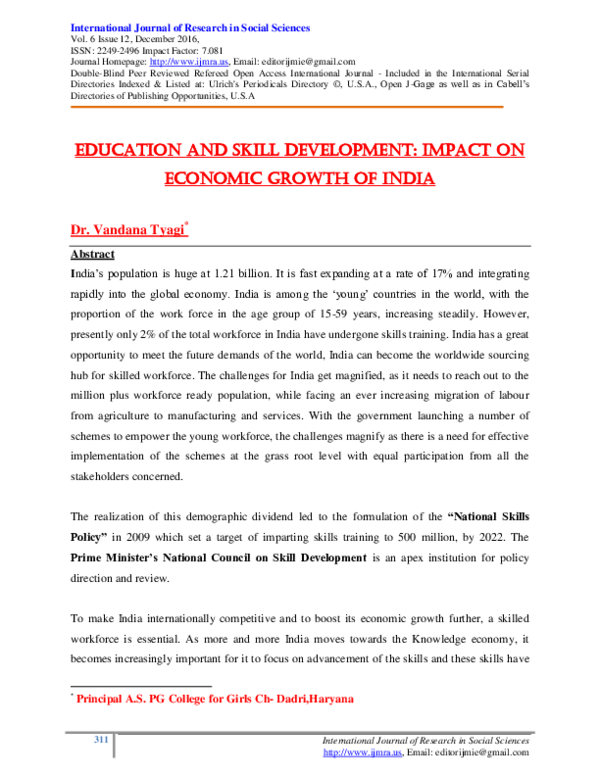 EDUCATION AND ECONOMIC DEVELOPMENT IN INDIA PDF visual data 6