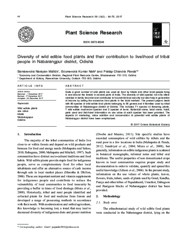 (PDF) Diversity of wild edible food plants and their contribution to ...