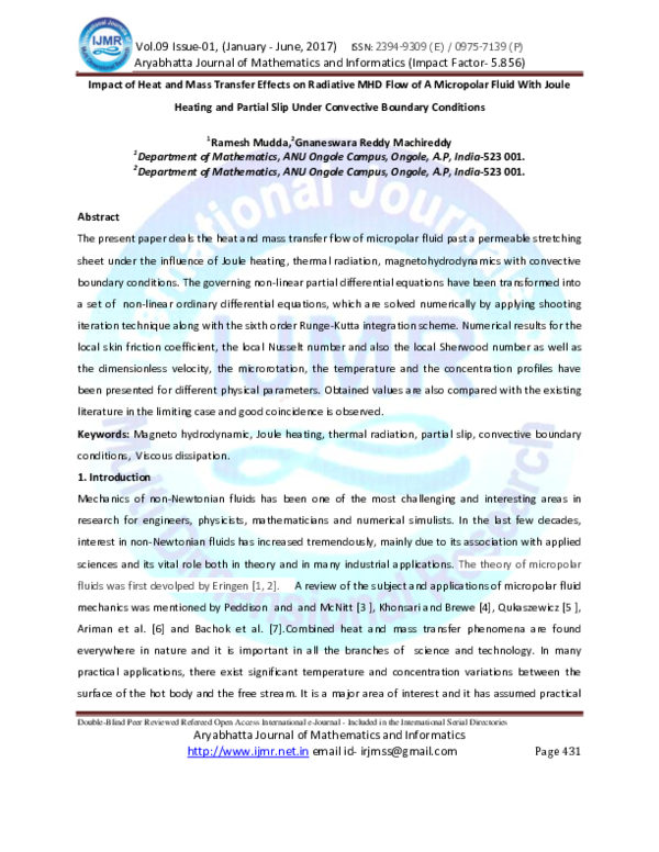 (PDF) Impact of Heat and Mass Transfer Effects on Radiative MHD Flow of ...