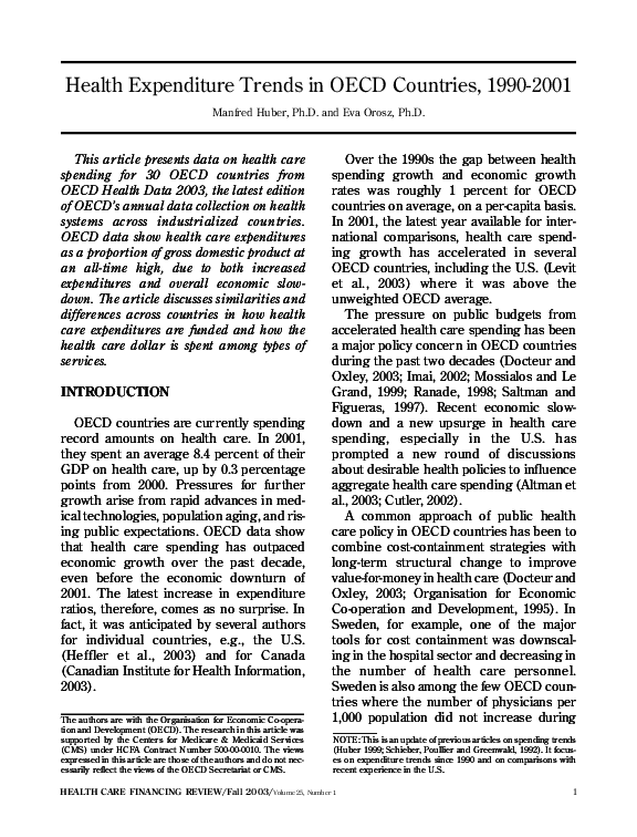 (PDF) Health Expenditure Trends in OECD Countries, 1990-2001